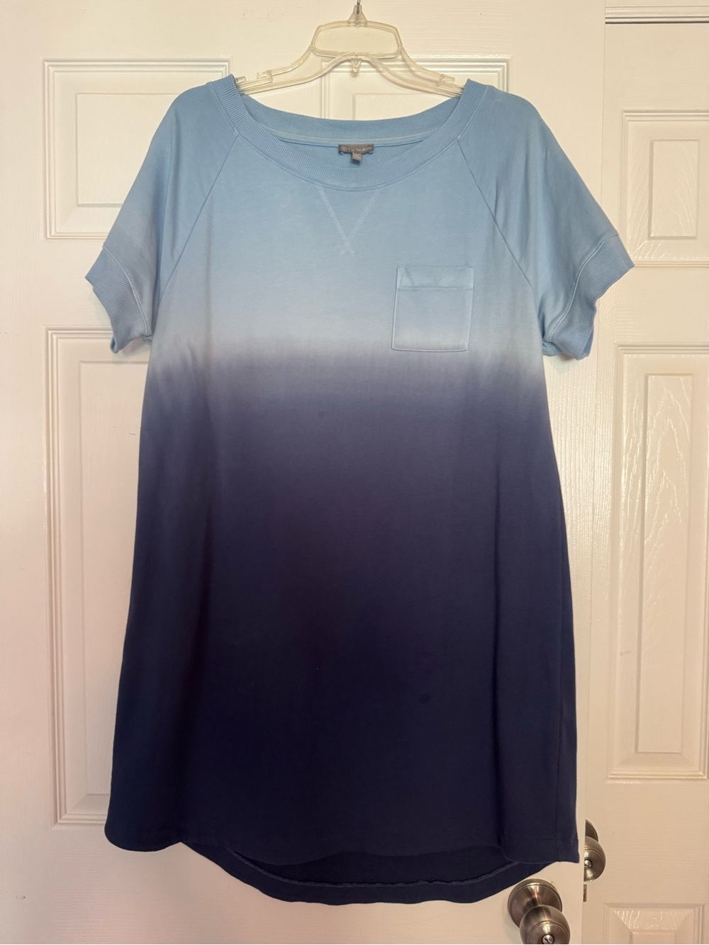 Talbots Light-to-Navy Ombre Short-Sleeve Pocket Tunic